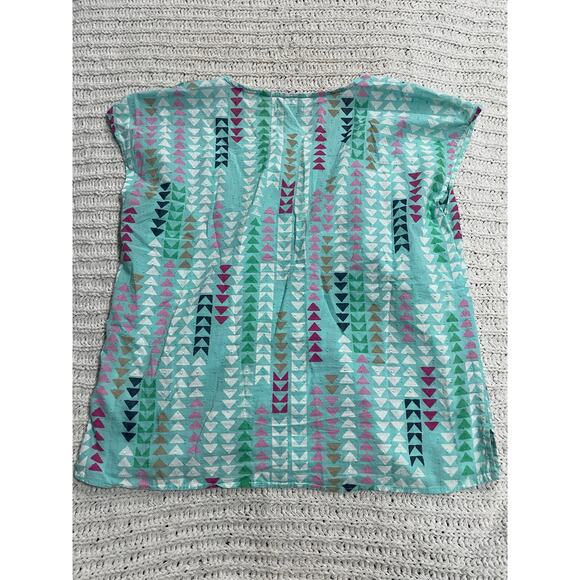 White Stuff Rae Organic Vest Cotton Geometric Button Blouse Shirt Womens Large - Picture 8 of 8